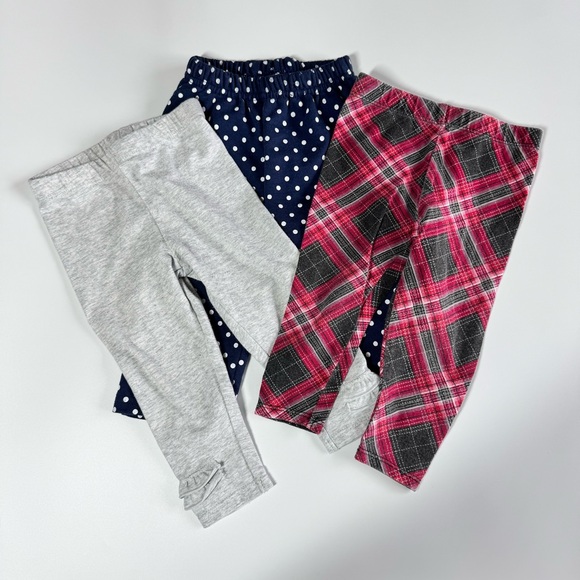 Koala Kids Other - Bundle of Baby Girl Pants Size 6-9 Months Plaid Polka Dot Ruffle Gray Koala Kids